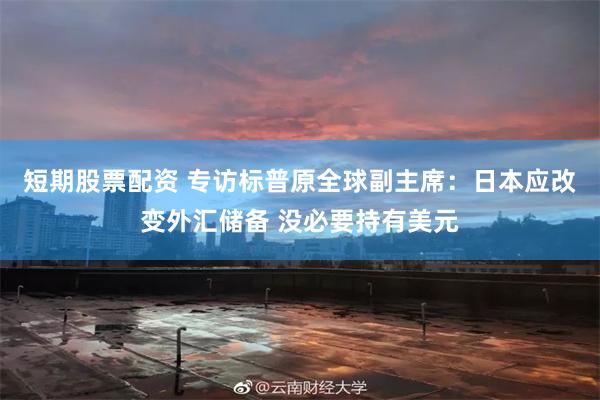 短期股票配资 专访标普原全球副主席：日本应改变外汇储备 没必要持有美元