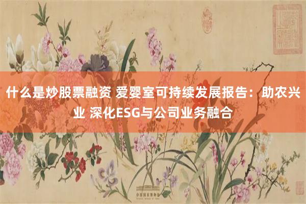 什么是炒股票融资 爱婴室可持续发展报告：助农兴业 深化ESG与公司业务融合