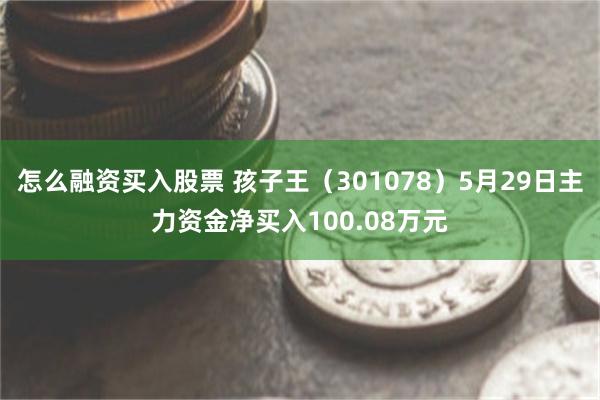 怎么融资买入股票 孩子王（301078）5月29日主力资金净买入100.08万元