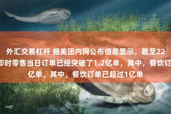外汇交易杠杆 据美团内网公布信息显示，截至22时54分，美团即时零售当日订单已经突破了1.2亿单，其中，餐饮订单已超过1亿单